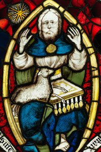 Bevart seksjon fra Great East Window ved York Minster: 'Åpningen av det sjette seglet' av English School