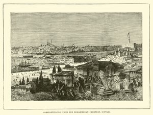 Konstantinopel, fra den muhammedanske kirkegården, Scutari av English School