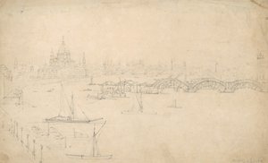 Bygging av Waterloo Bridge, London av English School