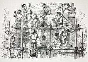 Bygningsarbeidere, illustrasjon fra Punch av English School
