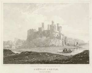 Conway Castle, Caernarvonshire (gravering) av English School