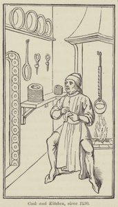 Cook and Kitchen, rundt 1430 (gravering) av English School
