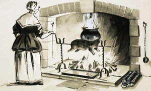 Kochen mit einem Spieß