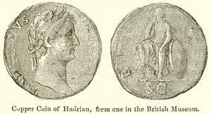 Kobbermynt av Hadrian, fra en i British Museum av English School