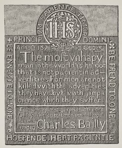 Kopi av en utskjæring av Charles Bailly, fra veggen til Beauchamp Tower, Tower of London, 1571 av English School