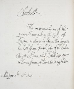 Kopi av et brev skrevet av Charles II, 1648 av English School