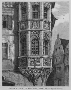 Hjørnevindu i Augsburg, Tyskland (gravering) av English School
