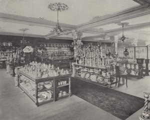 Hjørne i China Showrooms, Harrods (litho) av English School