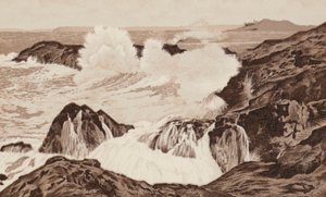 Cornwall: Ved Clodgey Point, St Ives (litho) av English School