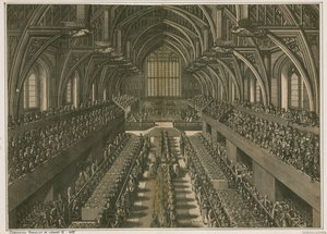 Kroningsbankett av James II, 1685, i Westminster Hall, London av English School