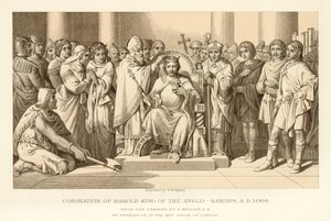Kroningen av Harold King of the Anglo Saxons av English School