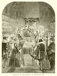 Kroningen av kong James I i Westminster, 1603 av English School
