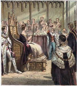 Kroningen av dronning Victoria Iere av England, London, Westminster Abbey, 28. juni av English School