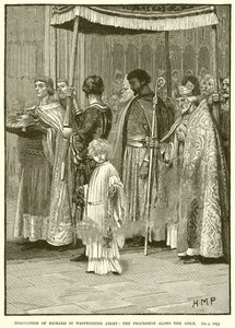 Kroning av Richard i Westminster Abbey: Prosesjonen langs midtgangen av English School
