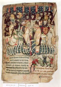 Cott Vitt A XIII f.3v William drepte Harold i slaget ved Hastings, fra 
