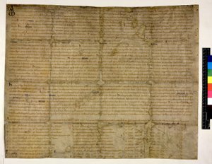 Bomull Augustus ii. 38 f.1 Restitution of Liberty til Abingdon, 993 (blekk på vellum) av English School