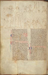 Cotton Nero D. I f.23v Byggingen av Cliffords tårn ved St Albans, fra 