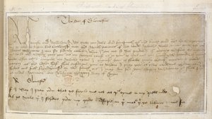 Cotton Vespasian MS F III f.19 Richards første bevarte brev til Sir John Say av English School