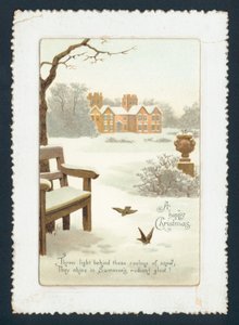 Landsted i snøen, julekort av English School