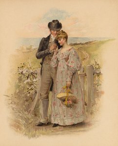 Frierpar som går på tur på landet (chromolitho) av English School