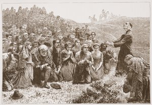 Pakter som tilber ved bredden av Whitadder, illustrasjon fra The History of Protestantism av James Aitken Wylie (1808-1890), pub. 1878 av English School