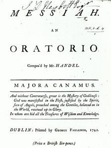 Omslag til Noter for Händels Messias, utgitt i 1742 av English School