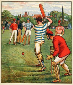 Cricket, fra British Sports and Games, pub. C. 1880. av English School