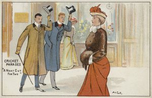 Cricket-setninger: "en pent snitt for to" (chromolitho) av English School
