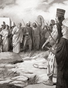 Croesus av Lydia ledet foran Kyros den store ved erobringen av Sardis, ca. 546 f.Kr., fra Hutchinson