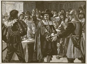 Cromwell oppløser det lange parlamentet, illustrasjon fra Cassells Illustrated History of England (sepiafoto) av English School