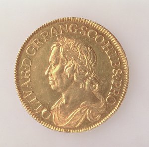 Krone til Oliver Cromwell (1599-1658), London Mint, 1658 (forside) (gull) (for bakside se 168064)