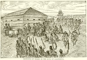 Krönung von Drake zum König von Kalifornien von English School