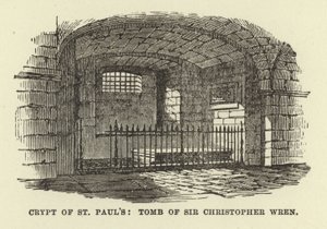 Crypt of St Pauls, graven til Sir Christopher Wren av English School