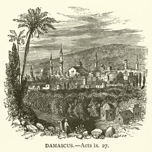 Damaskus, Apostlenes gjerninger, ix, 27 (gravering) av English School