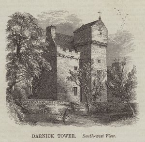 Darnick Tower, sørvestutsikt (gravering) av English School