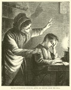 David Livingstone studerer etter at han kom tilbake fra bruket av English School