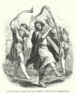 David danser foran arken, fra et maleri av Domenichino (gravering) av English School