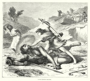 David dreper Goliat (gravering) av English School