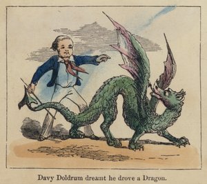 Davy Doldrum drømte at han kjørte en drage (farget gravering) av English School