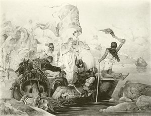 Barbarossas død (gravyr) av English School