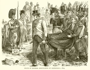General Abercrombies død i Alexandria, 1801 av English School