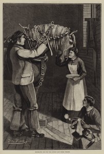Dekorerer ham for London Cart Horse Parade (gravering) av English School