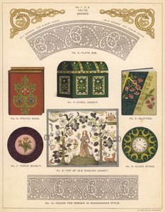 Dekorative gjenstander (farge litho) av English School
