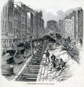 Deepening the Fleet Street Sewer, London, 1845 av English School
