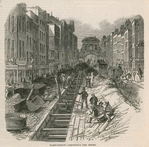 Vertiefung der Abwasserkanäle in der Fleet Street von English School