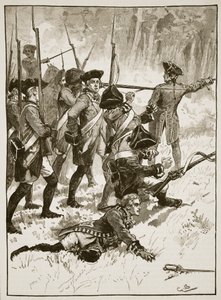Nederlag til general Braddock i det indiske bakholdet, 1755, illustrasjon fra Cassells Illustrated History of England (sepia-foto) av English School