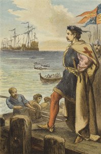 Richard I.s avgang til Palestina (farget gravering) av English School