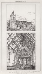 Design for New Church, Burton Leonard, Yorkshire (gravering) av English School