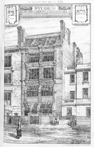 Design for studioer i Bedford Gardens, Campden Hill, London, fra 