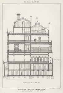 Design for "The City Liberal Club" (gravering) av English School